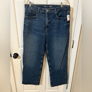 NWT Old Navy Women’s 16 Extra High Rose Wide Leg Denim Blue Jean Slimming